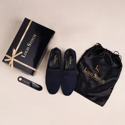 louis stitch Blue Suede Leather Casual Loafers for Men (ITSU) Size 10 Loafers For Men image 5