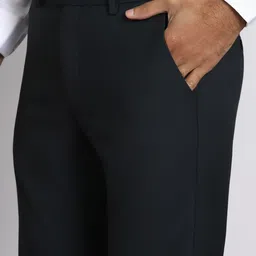 peter england Men Regular Fit Blue Polycotton Trousers image 5