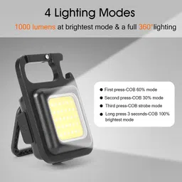 kudzu USB Rechargeable LED COB Mini Flashlights Bright light with keychain Torch LED LED Front Light image 2