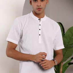 wuxi Men Solid Polyester Straight Kurta image 1