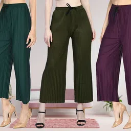 irha Women Regular Fit Green, Dark Green, Purple Polyester Trousers-picture-28