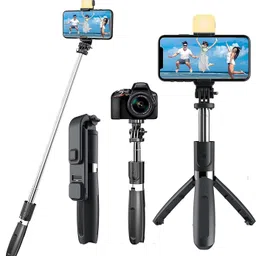 Nikhat Wireless Remote and Tripod Stand Bluetooth Selfie Stick Tripod-picture-22