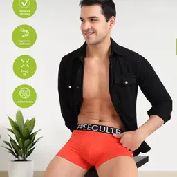 freecultr Pack of 2 Organic Cotton Trunks, Ultrasoft Waistband, Premium Snug-Fit Underwear Solid Men Trunk image 3