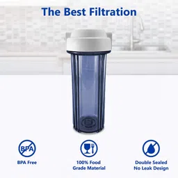oceandrop 10" Transparent RO Pre-Filter Housing – Durable & Leak-Proof Design With Spun Solid Filter Cartridge image 3