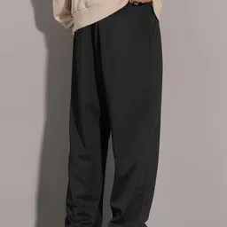 trufflegum Men Loose Fit Black Cotton Blend Trousers-picture-21