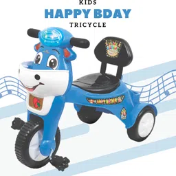 bebbix Musical Happy Birthday Kids Tricycle with Light, Back Rest & Storage basket for 2 to 5 Years Tricycle image 3