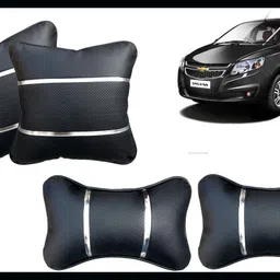 Black, Silver Leatherite Car Pillow Cushion for Chevrolet-image-29