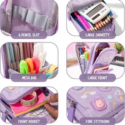 dimoris Canvas Pencil Case 6 Layer with 3 Compartment Cute Aesthetic for Girls & Boys Geometry Box image 4
