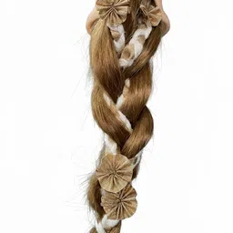 mr collection Traditional White & Golden Wool Paranda for Women Hair Extension image 3
