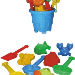 quasar Beach Toys Set for Kids, Indian Made 10 Pcs Comfort Material, Sandpit Bucket,Animal, Mould, Beach Shovel Spade Etc Tool Kit, Beach Art Learning Toys, Also Use in Bath Tub Toys Pretend Role Play Set Children Learn Play Fun Toddler Kids Set Gift for Boys Girls image 4