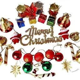 mansaa Christmas Decoration Combo Set | 100 Pcs | Tree Ornaments, Santa, Bells & Balls Ornamental Bells Pack of 100-picture-44