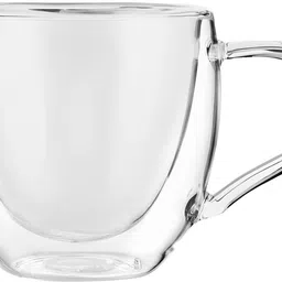 indusbay Double Wall Borosilicate Glass Insulated Hot Cold Tea Coffee Cup with Handle Glass Coffee Mug-picture-12