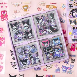 6 cm 100pcs Kuromi Melody Sticker Pack Cute Decals for Sanrio Fans Gift and DIY Decor Self Adhesive Sticker-image-9