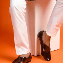 stepsoft Ethnic Criss Cross Mojari for Men Faux Leather Slip On Traditional Comfort Party Wear For Men image 3