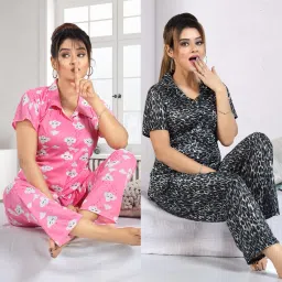 sidwa Women Night Suit Set Multicolor Printed-picture-23