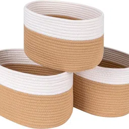 ahf Cotton Cotton Rope Storage Basket Set of 3 - White & Beige Storage Basket-picture-25