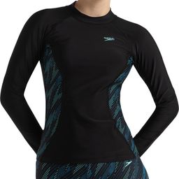 speedo Endurance10 Hyperboom Splice Long Sleeve Suntop Printed Women Swim Top Black Swimsuit-picture-47