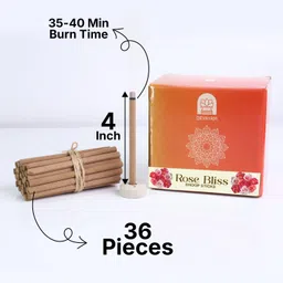 devayam BambooLess Dhoop Stick, Charcoal-Free, LowSmoke for Puja Meditation, 4 in, Gulab Rose Dhoop image 2
