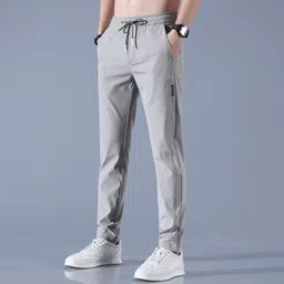 joggers park Men Solid Grey Track Pants image 1