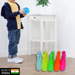 tirth Bowling Toy Plastic Set with 6 Bottles and 2 Balls Game image 4