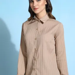 ann springs Women Regular Fit Striped Curved Collar Casual Shirt image 2