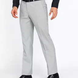 park avenue Men Regular Fit Grey Polyester Trousers image 3