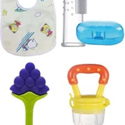 muphin trading company Fruit Shape Teether/Teething Chew Toy, Baby Fruit/Food Feeder(pack of-4) Teether and Feeder image 1