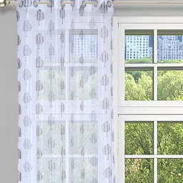 the conversion Grey Tissue Semisheer 5 Feet Eyelet Curtain (Set of 2) image 2
