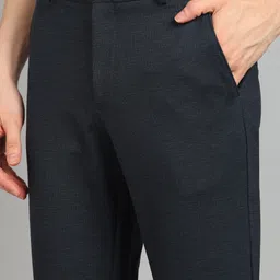 killer Men Slim Fit Dark Blue Lycra Blend Trousers image 5