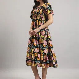 krunal raiyani Women Fit and Flare Yellow Ankle Length Dress image 3