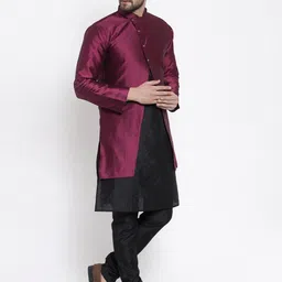abh lifestyle Men Poly Silk Kurta Pyjama Ethnic Jacket Set image 3