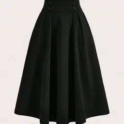 areca designer Women Solid A-line Black Skirt-picture-14