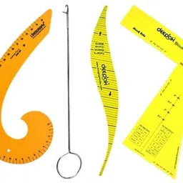 3 Dart Scale, Loop Turner, Arm Hole Curve and Yellow french curve combo (4pcs) Ruler-image-56