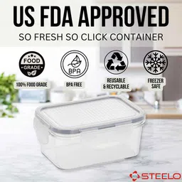 steelo Transparent Plastic (Set of 2) Soclick Rectangular Container Set 800 ml image 4