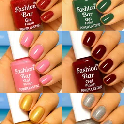 fashion bar Quick Dry Power Lasting six nail polish shades collection Set No.DF84 Multicolor image 1
