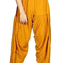 srisaras Cotton Linen Blend Solid Women ["Yellow"] Salwar-picture-19