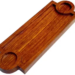 hutson Natural Sheesham Wood Serving Platter for French Fries, Momos, Rolls and Snacks Chip & Dip Tray image 3