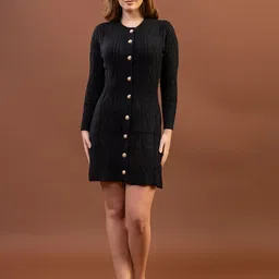 gfo Women Bodycon Black Knee Length Dress image 5