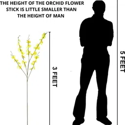 satyam kraft 3 Sticks Butterfly Orchid Flower Sticks Home Decor, Bedroom,Balcony,Table Top Yellow Orchids Artificial Flower image 2