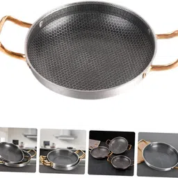 samusagya Honeycomb Coating Non-Stick Pan Stainless Steel Egg Frying Pan Thicken Cooking Tawa 34 cm diameter image 3