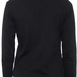 bi fashion Women Solid V Neck Cotton Blend Black T-Shirt image 2