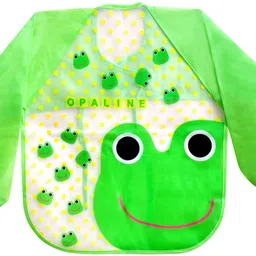 the little lookers Sleeved Washable Waterproof Bib/ Apron|PVC Bibs for Baby (Green & Blue) image 2