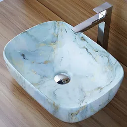 afina industries Premium Designer Table Top Counter Top Golden Wash Basin Gold Ceramic Wash Basin AI 1026 Table Top Wash Basin (18X13X5) Table Top Basin image 4