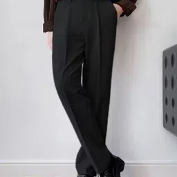 perisfashion Men Straight Fit Black Lycra Blend Trousers image 4