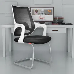 rose designer chairs Mono Mesh Mid-Back Chair with Metal Stand | 3-Years Warranty Included | Mesh Office Visitor Chair image 1