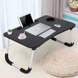 furnigully Multi-Purpose Desk for Study and Reading (black) Wood Portable Laptop Table-picture-36