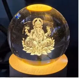 shree krishana traders 3D Ganesha Crystal Ball Decorative Showpiece - 17 cm image 2