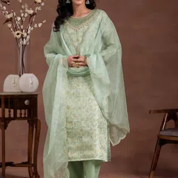 libas Women Polyester Kurta Pant Dupatta Set image 1