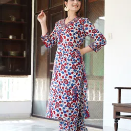 dhibha Women Viscose Rayon Kurta Pant Set image 3