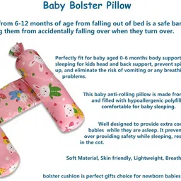 baby blocks Baby Bolster Pillow | Anti Rolling Baby Sleep Positioner Pillow | 0 – 18 months Polyester Fibre Geometric Bolster Pack of 1 image 2